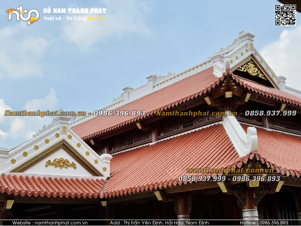 Phần mái nhà gỗ 5 gian 2 chái được thi công tại Sài Gòn